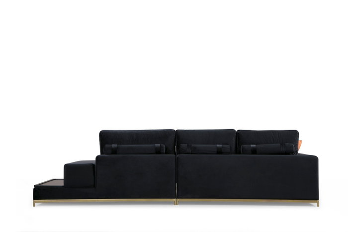 Atelier Del Sofa Sofá de 4 Plazas con Mesa Lateral - Negro y Dorado Atelier Del Sofa Sofá de 4 Plazas con Mesa Lateral - Negro y Dorado